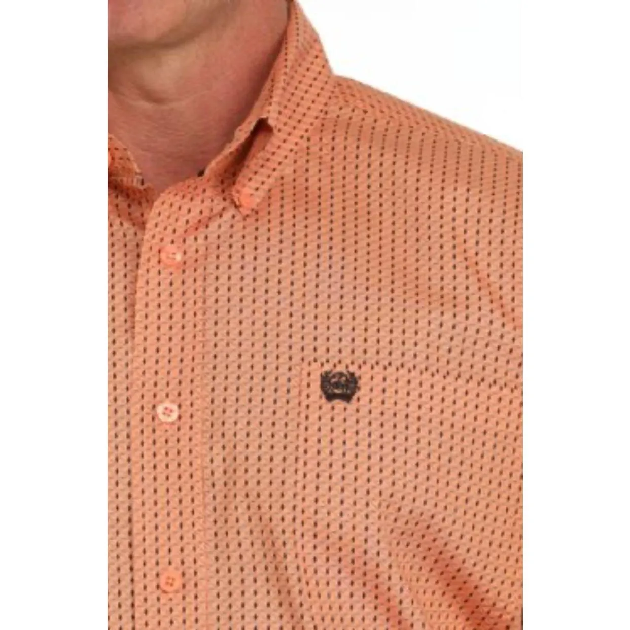 CINCH - MEN'S GEOMETRIC PRINT BUTTON-DOWN WESTERN SHIRT - CORAL MTW1105875 COR