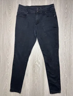City Chic Womens Black Denim Harley High Rise Skinny Side 14R