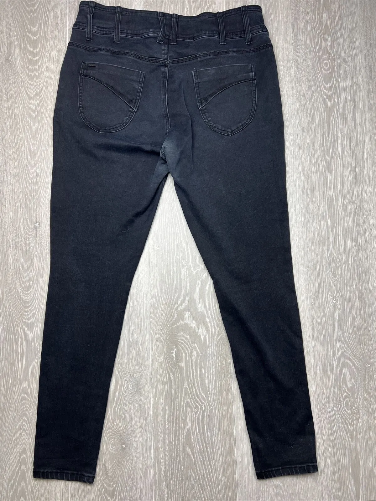 City Chic Womens Black Denim Harley High Rise Skinny Side 14R