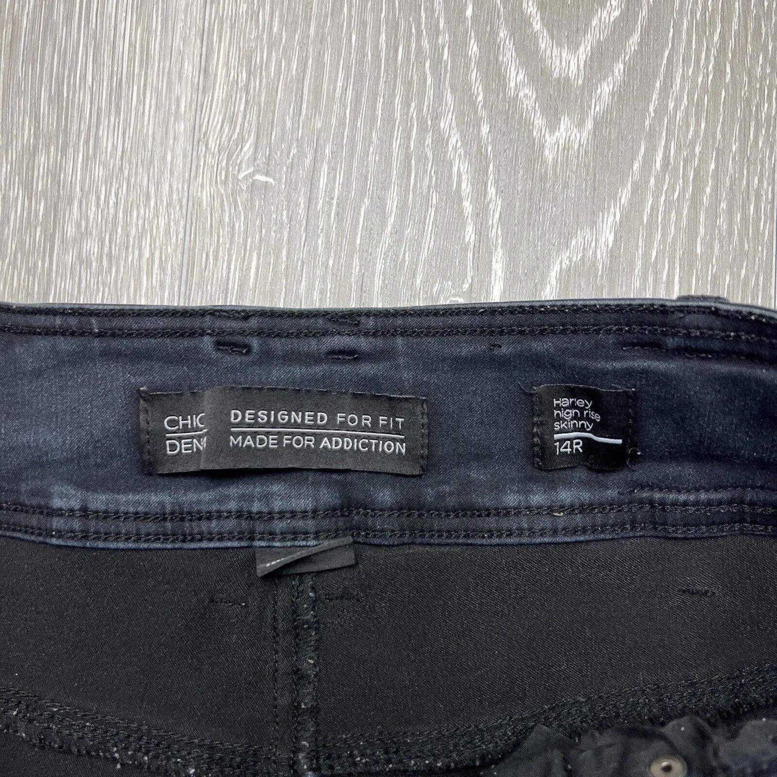 City Chic Womens Black Denim Harley High Rise Skinny Side 14R
