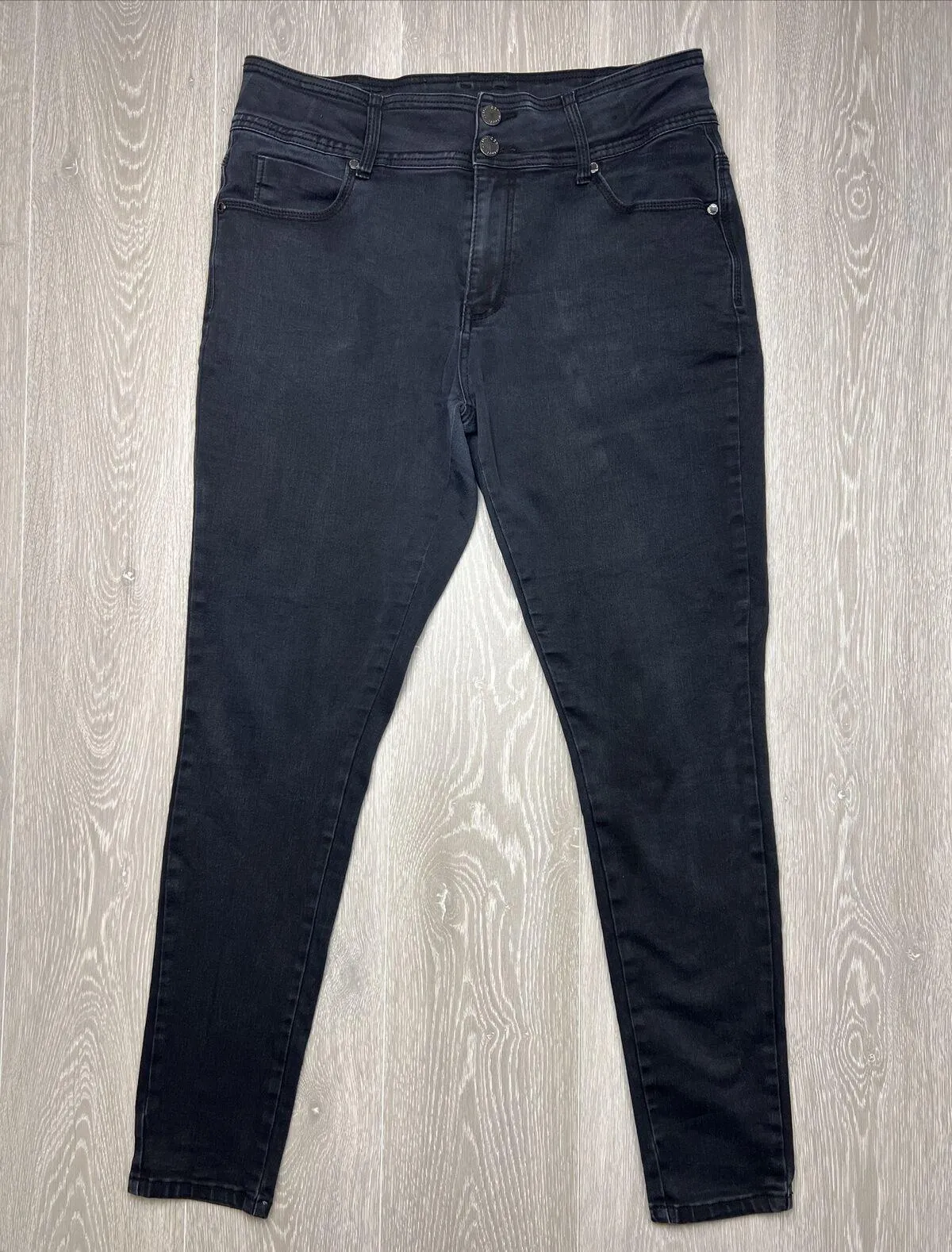 City Chic Womens Black Denim Harley High Rise Skinny Side 14R