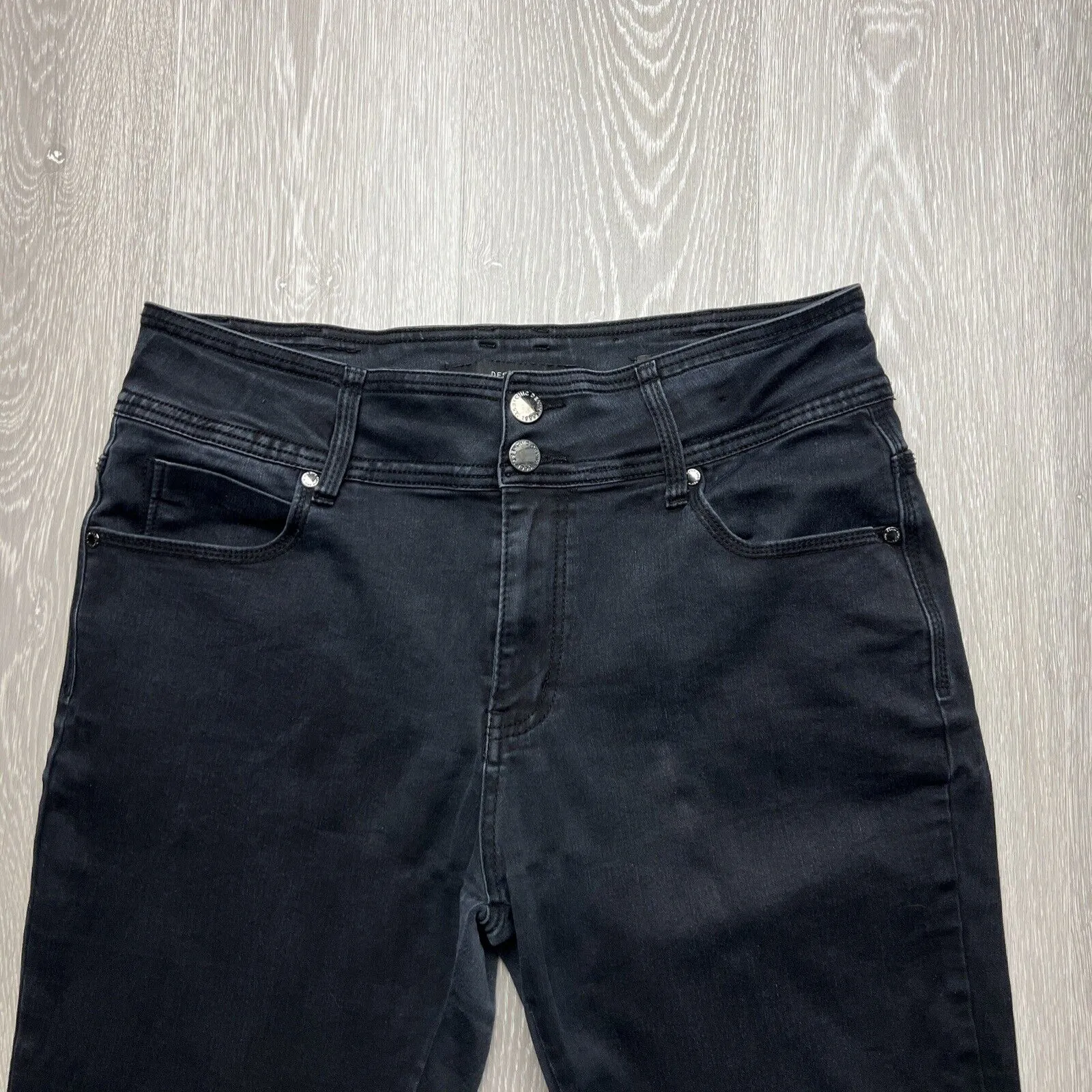 City Chic Womens Black Denim Harley High Rise Skinny Side 14R
