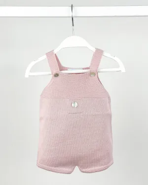 Classic Short Knitted Dungarees - Pale Rose
