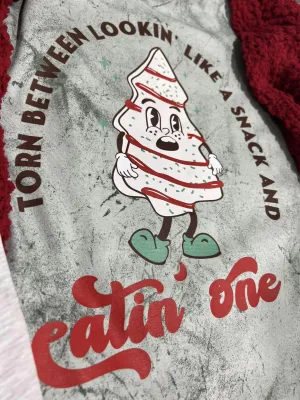 Comfort Colors Colorblast Torn Between Lookin Like A Snack and Eatin' One Shirt/ Funny Christmas Shirt