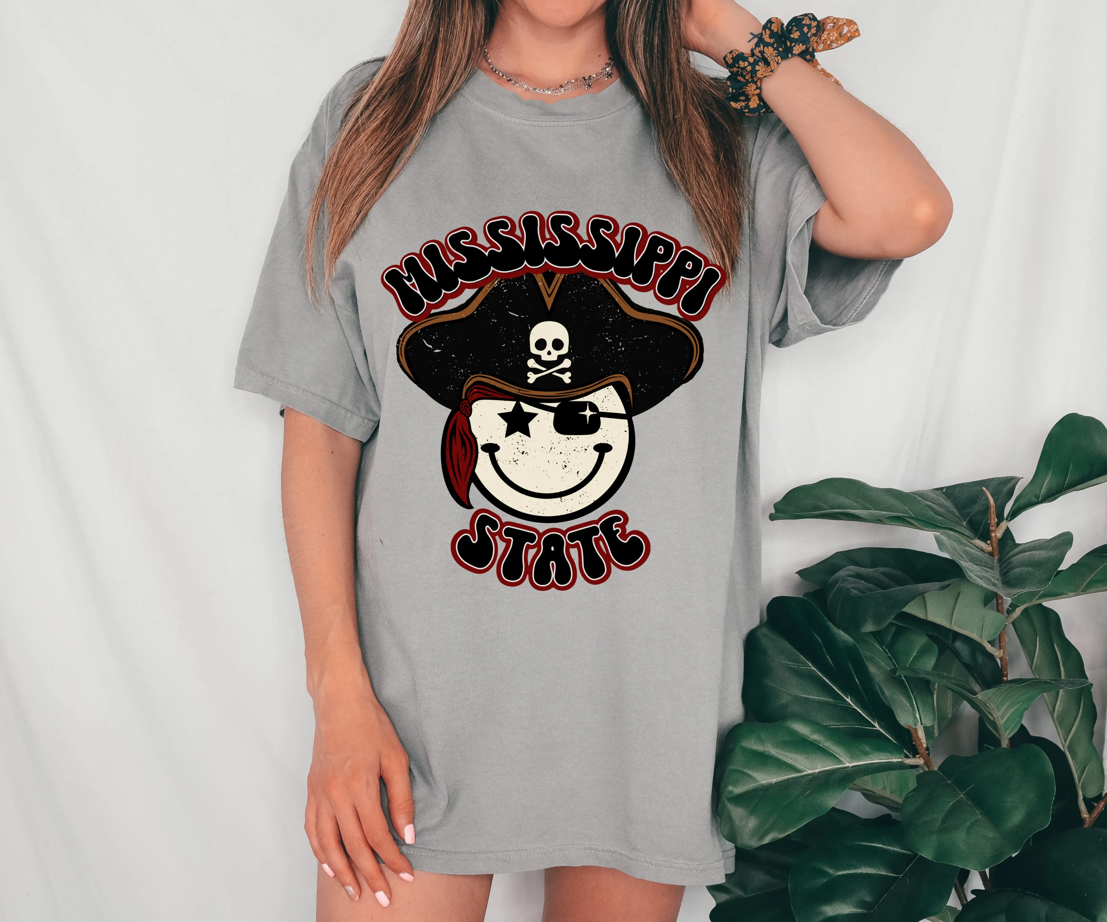 Comfort Colors or Bella Canvas - Mississippi Smiley Pirate Tee