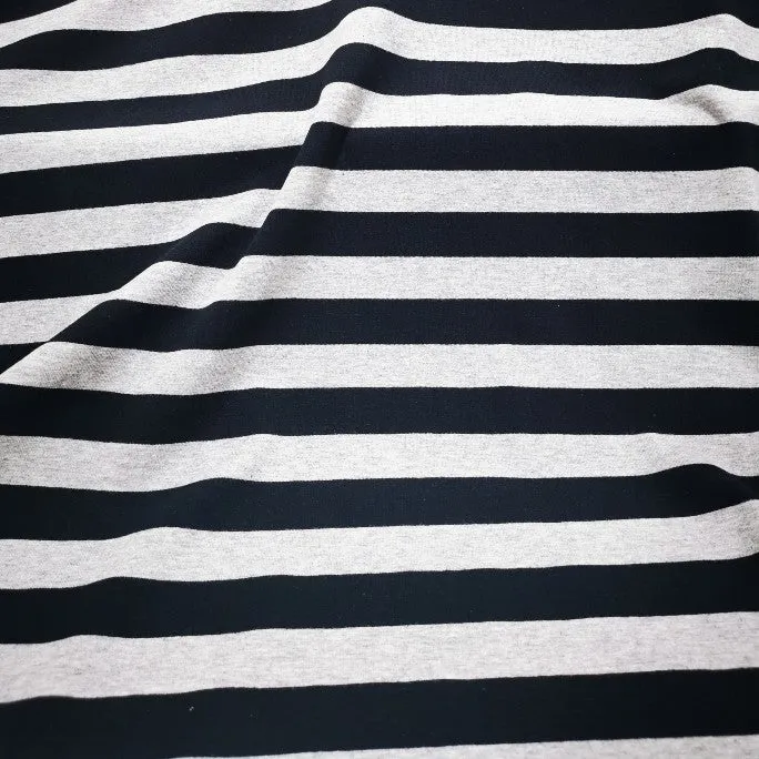 Cotton Jersey, Black and Grey Thick Stripe