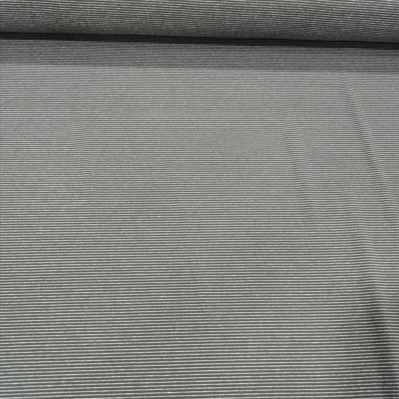 Cotton Jersey, Olive Fine White Stripe