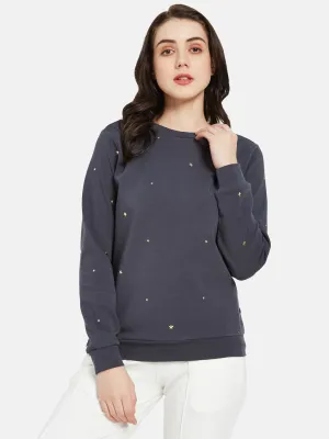 COTTON RICH STAR STUDDED SWEATSHIRT- Dark Grey