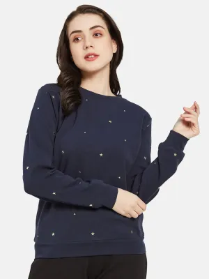 COTTON RICH STAR STUDDED SWEATSHIRT-NAVY