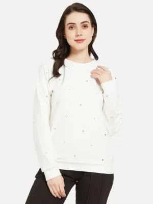 COTTON RICH STAR STUDDED SWEATSHIRT- White