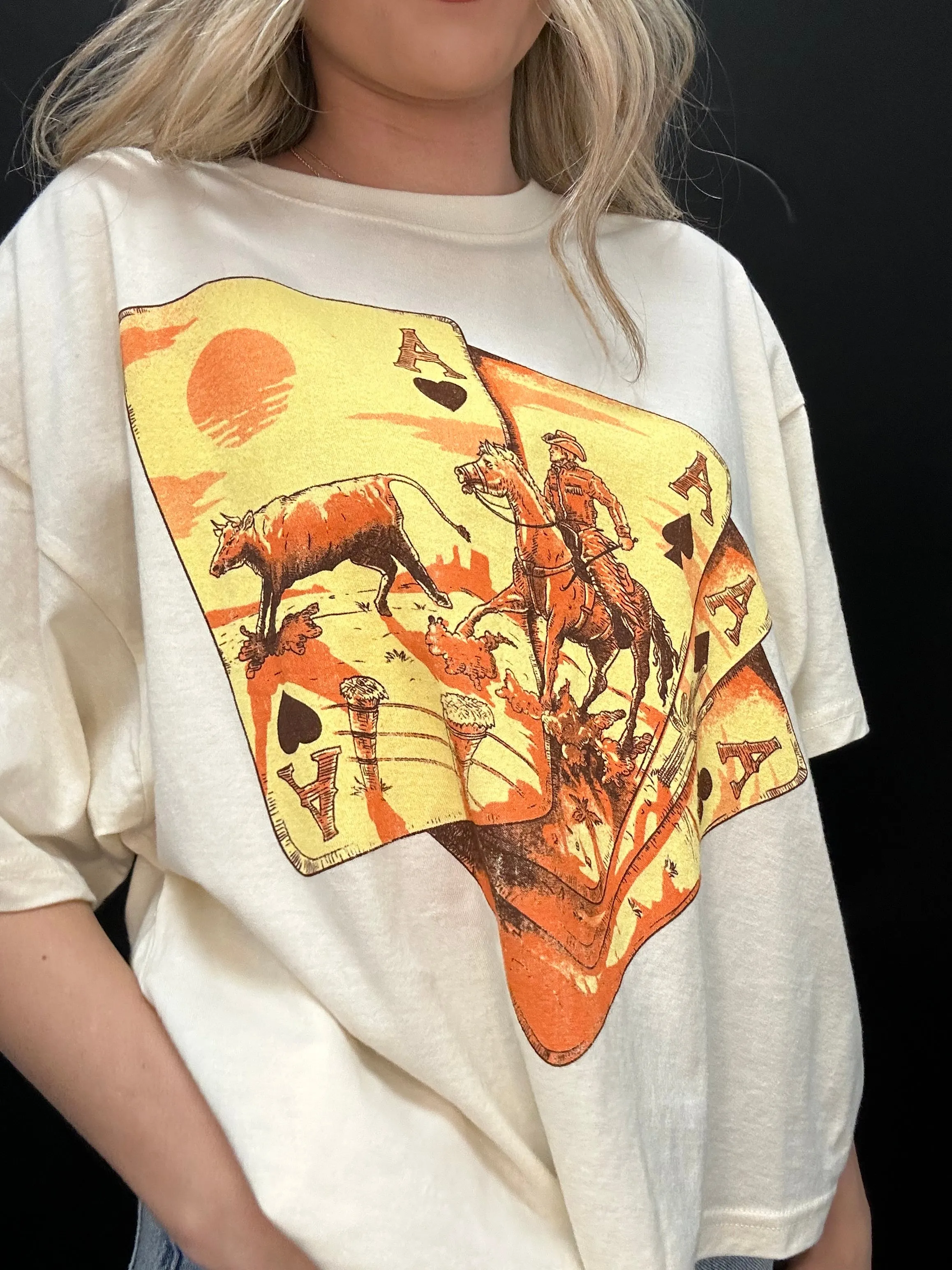 Cowboy Ace Playing Cards Graphic Crop Tee