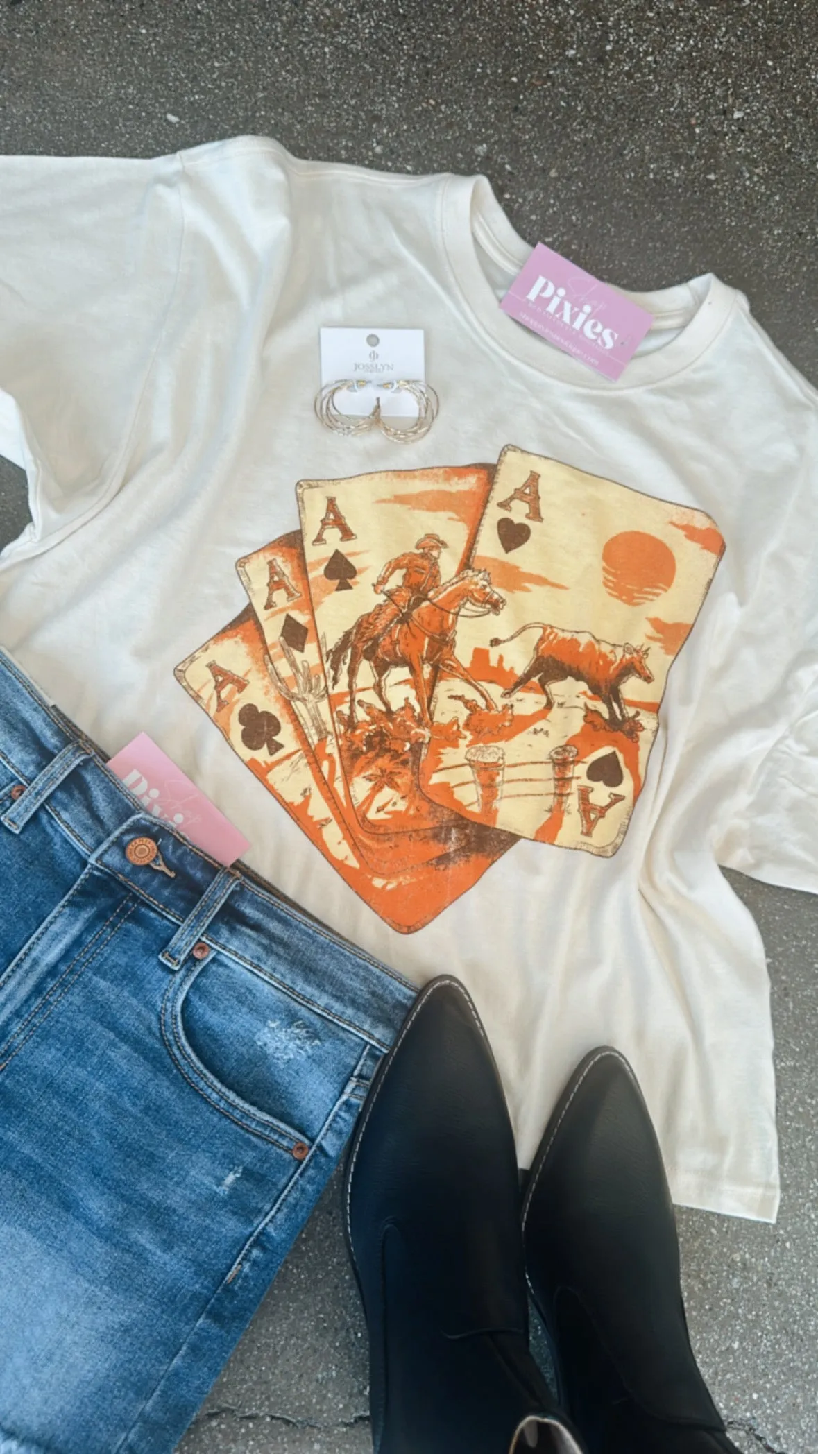 Cowboy Ace Playing Cards Graphic Crop Tee