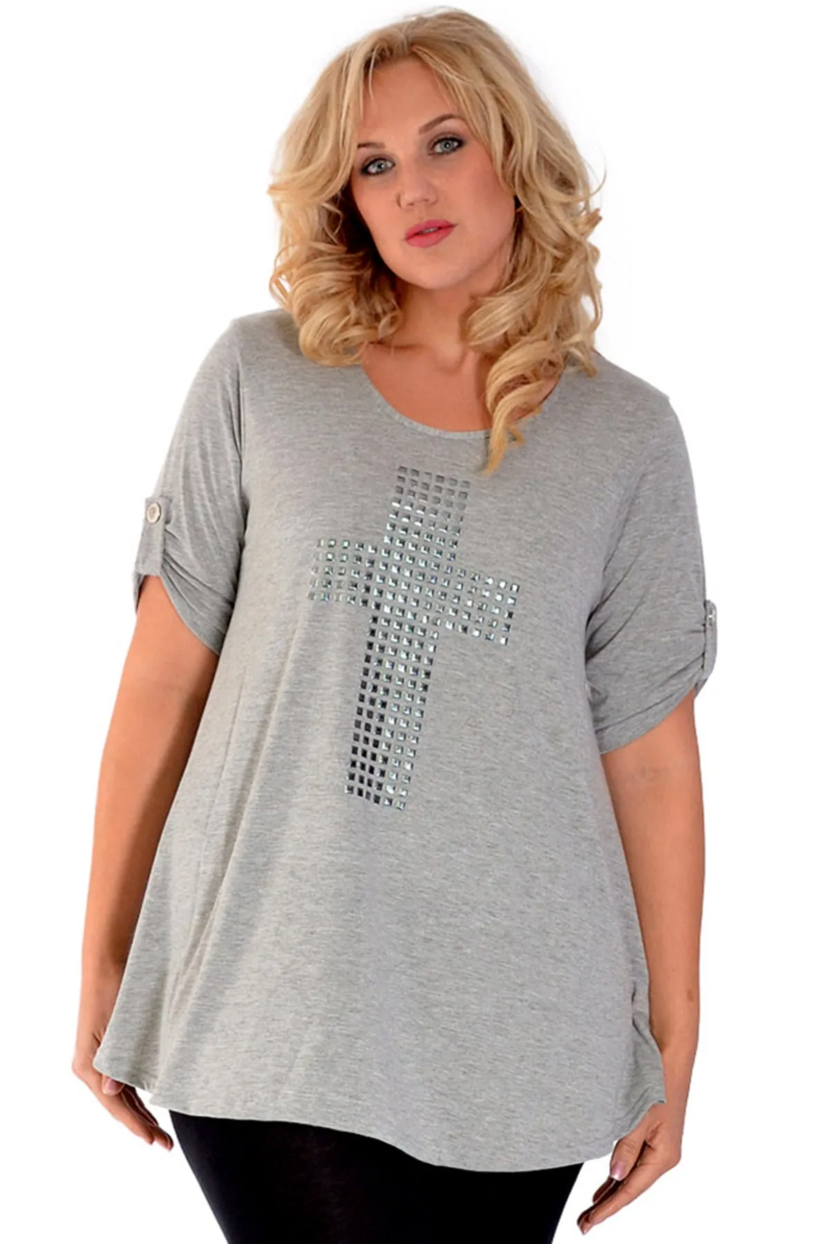 Cross Stud Short Sleeve Tunic Top