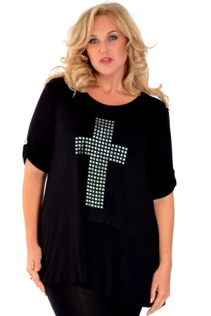 Cross Stud Short Sleeve Tunic Top