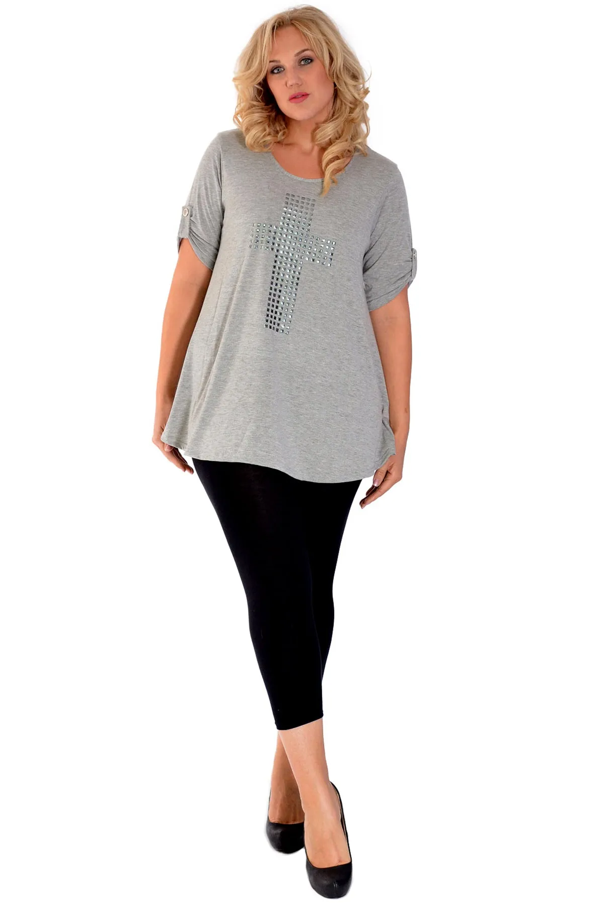 Cross Stud Short Sleeve Tunic Top