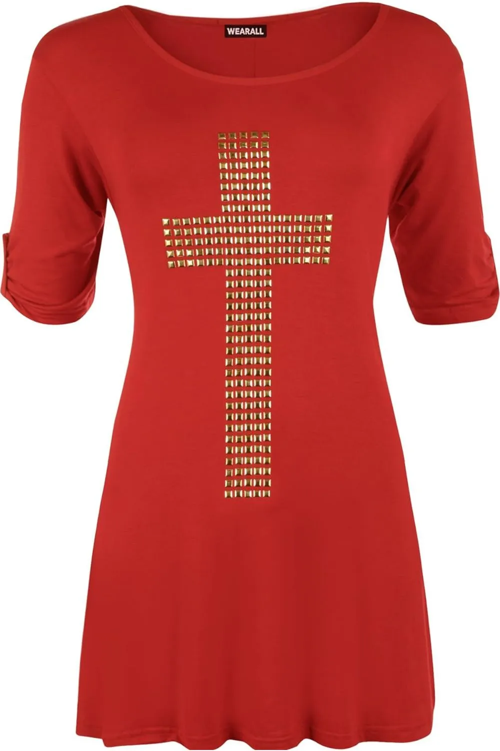 Cross Stud Short Sleeve Tunic Top