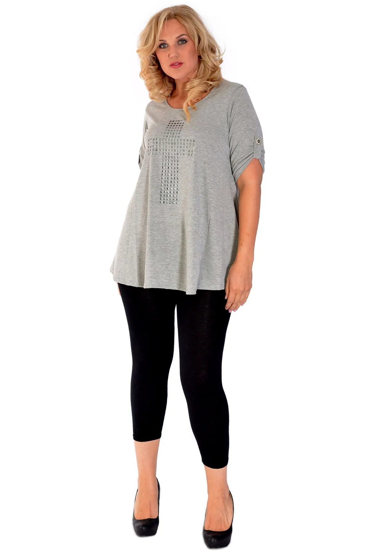 Cross Stud Short Sleeve Tunic Top