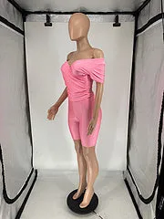 Cross V neck short sleeve shorts elastic casual suit AY3401