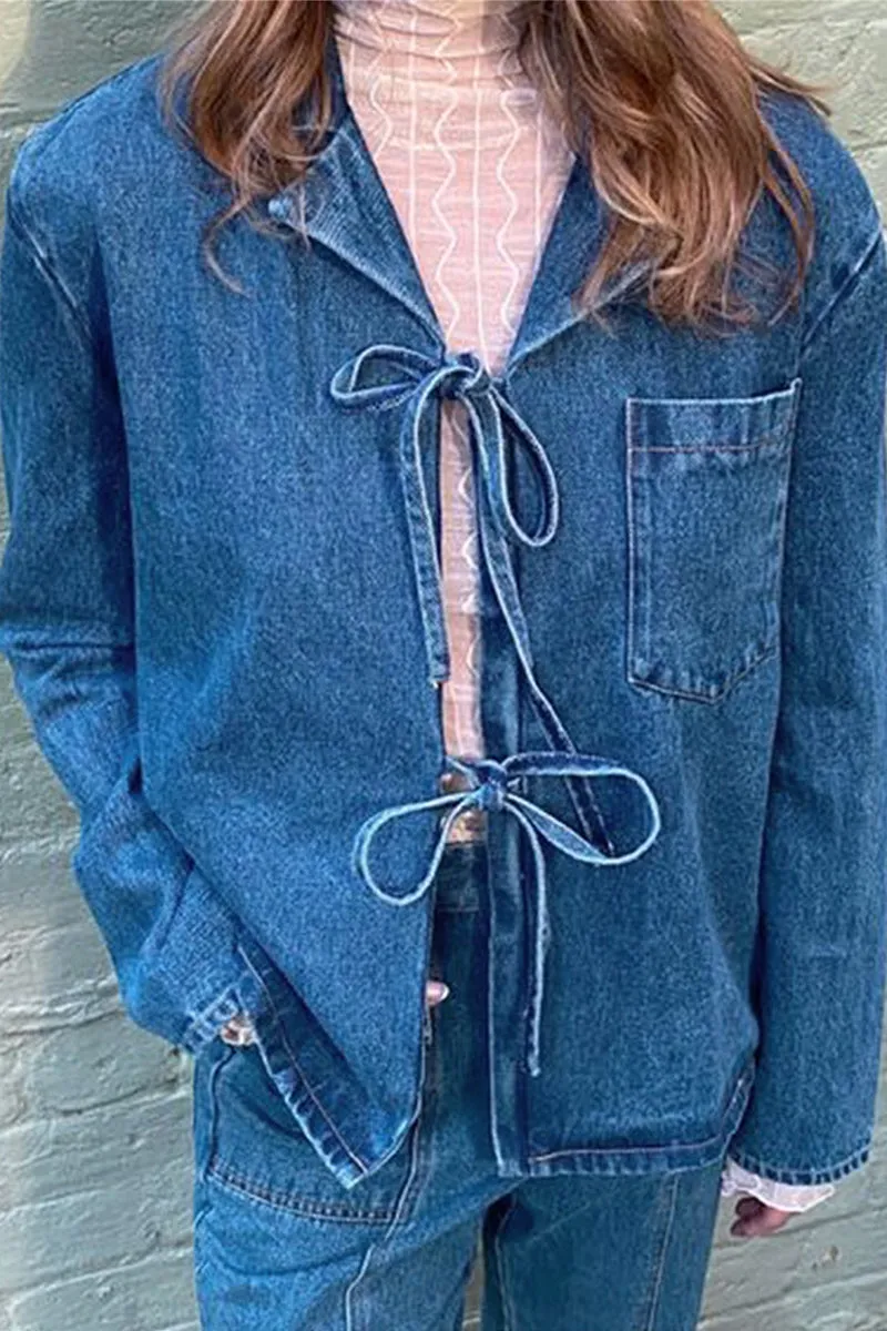 CT3111 Denim Front Tie Jacket Outerwear