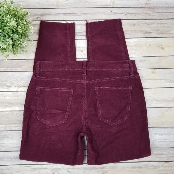 Current / Elliot Burgundy Raw Hem Corduroy Jeans