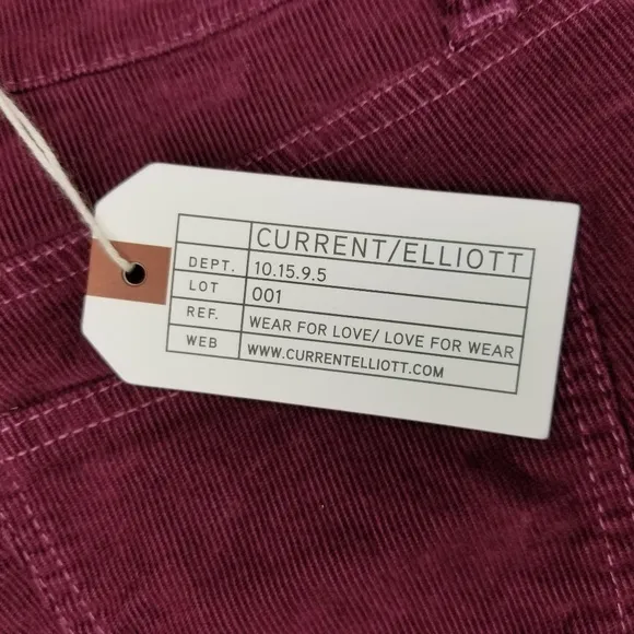 Current / Elliot Burgundy Raw Hem Corduroy Jeans