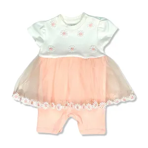 Cute Baby Girl Romper Dress - Tulle Tutu Skirt with Daisies