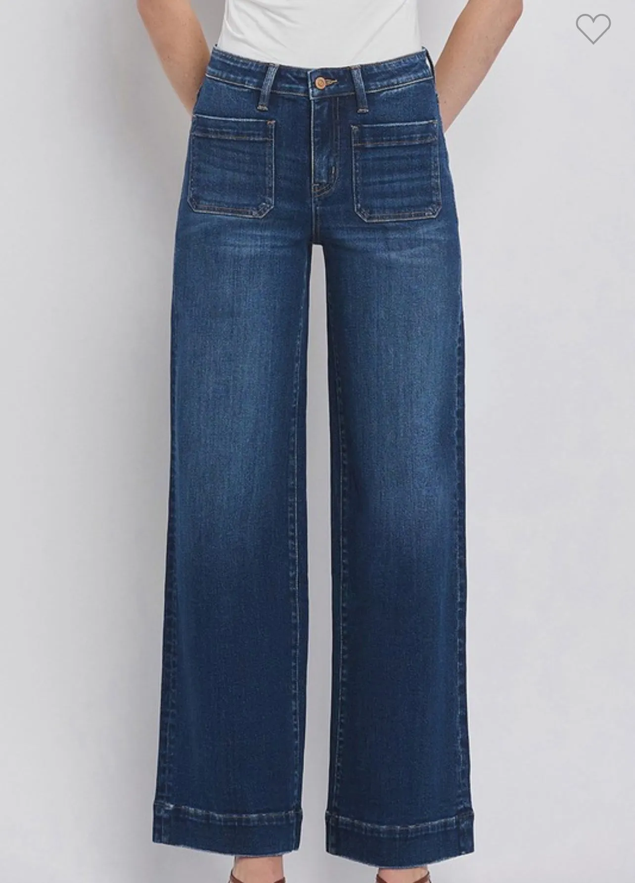 Dark Denim High Rise Wide Trouser Jeans