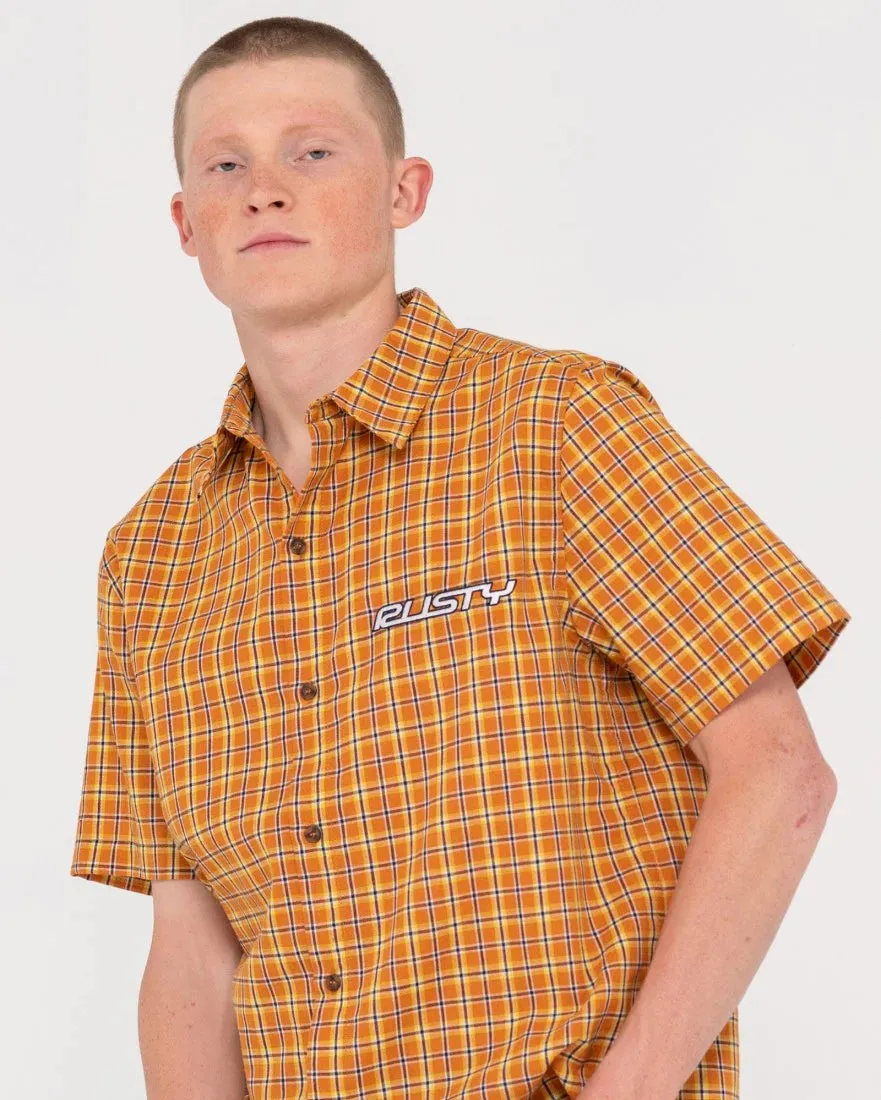Datsun 2K Button Up Short Sleeve Shirt - Bombay Brown