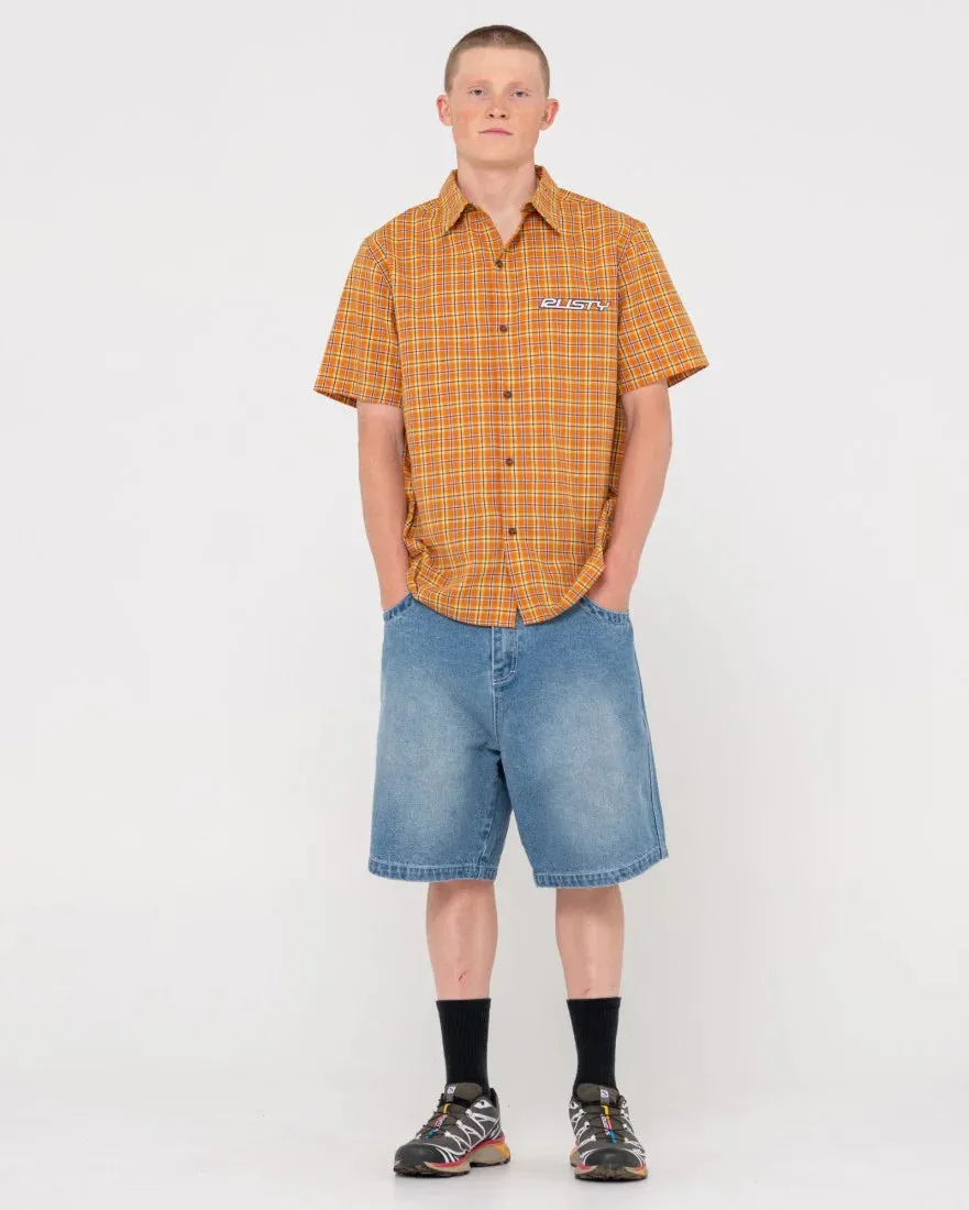 Datsun 2K Button Up Short Sleeve Shirt - Bombay Brown