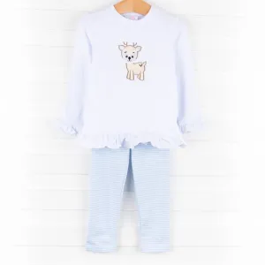 Deer Friend Ruffle Legging Set, Blue