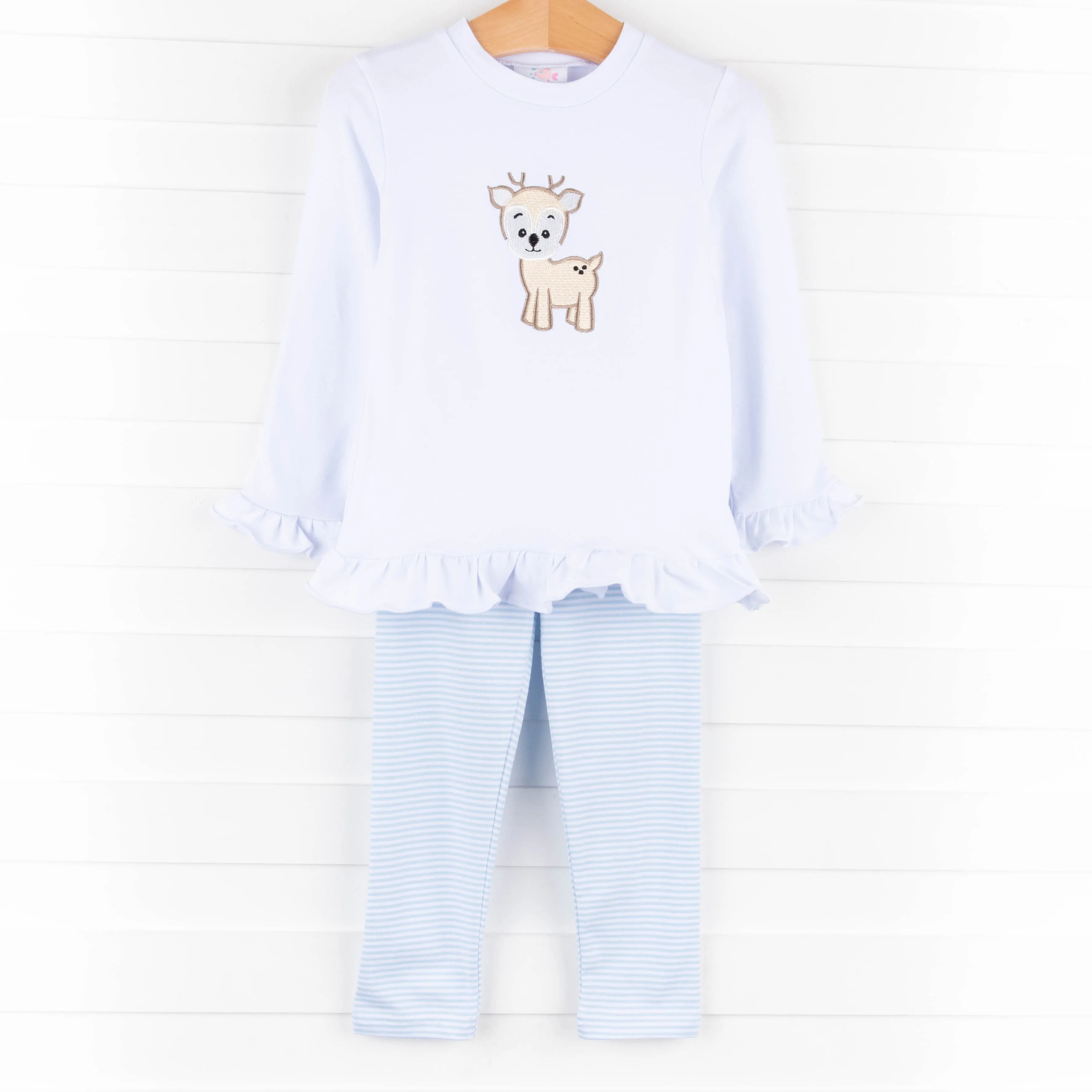 Deer Friend Ruffle Legging Set, Blue