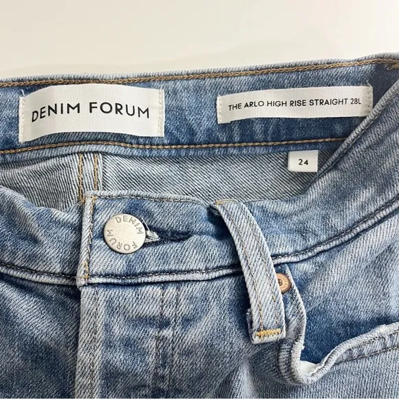 Denim Forum The Arlo High Rise Straight Jean Long Inseam