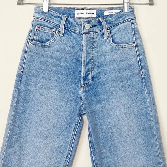 Denim Forum The Arlo High Rise Straight Jean Long Inseam