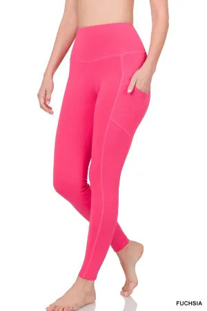 Devin Essential Leggings || Fuschia