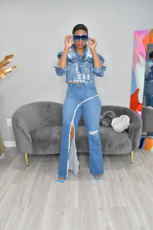 Diag High Rise Jeans with Split