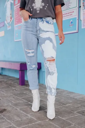 Double Life Two-Tone Acid Wash Jeans