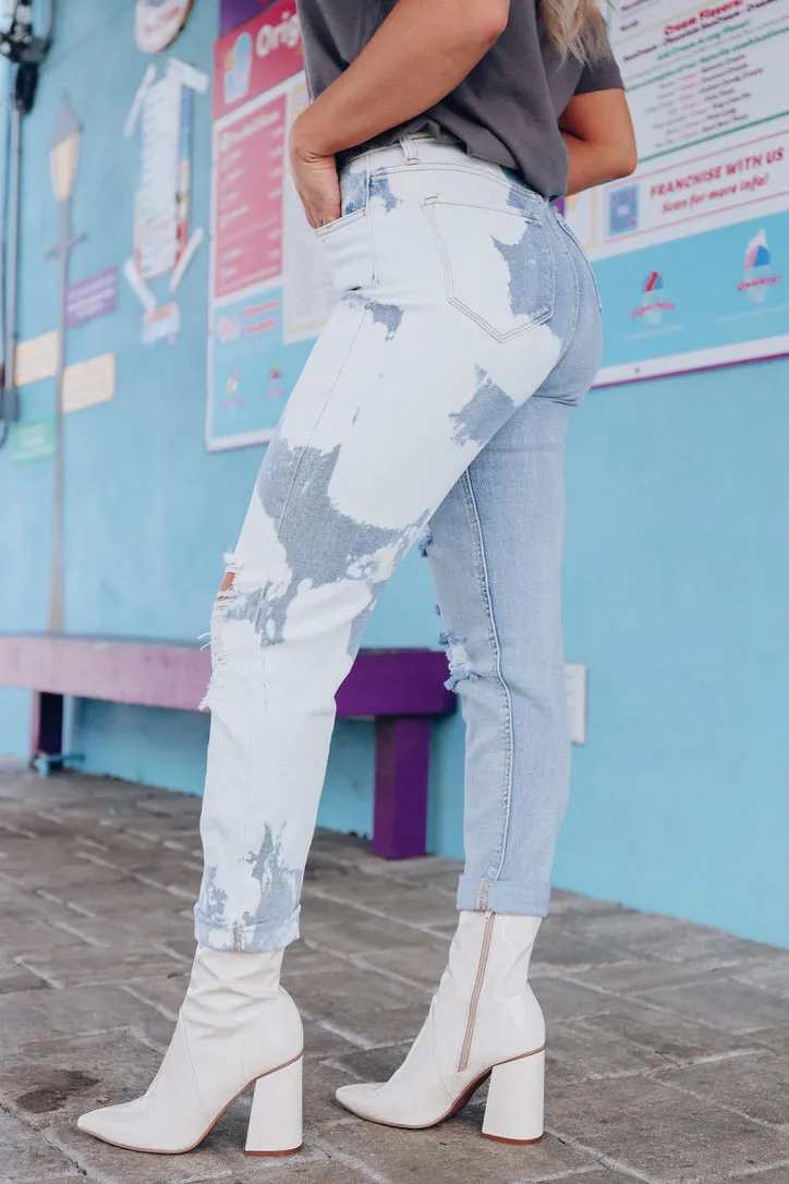 Double Life Two-Tone Acid Wash Jeans
