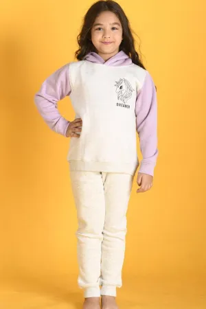 DREAMER FLEECE HOODIE JOGGER SET - ECRU MELANGE