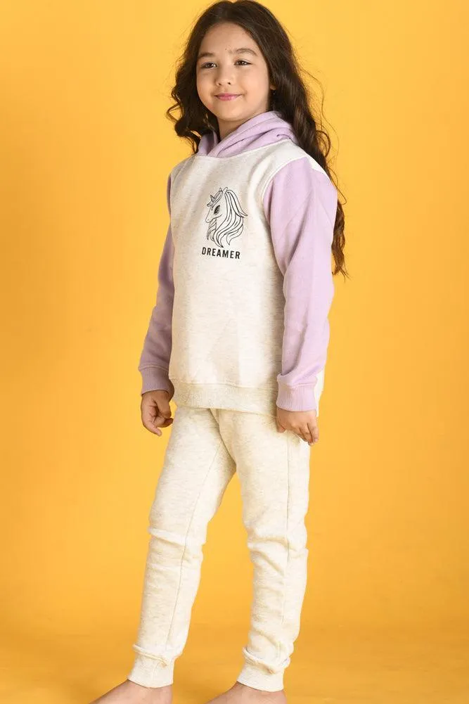DREAMER FLEECE HOODIE JOGGER SET - ECRU MELANGE