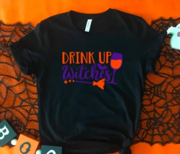 Drink Up Witches, Halloween, Black Unisex Short Sleeve T-shirt