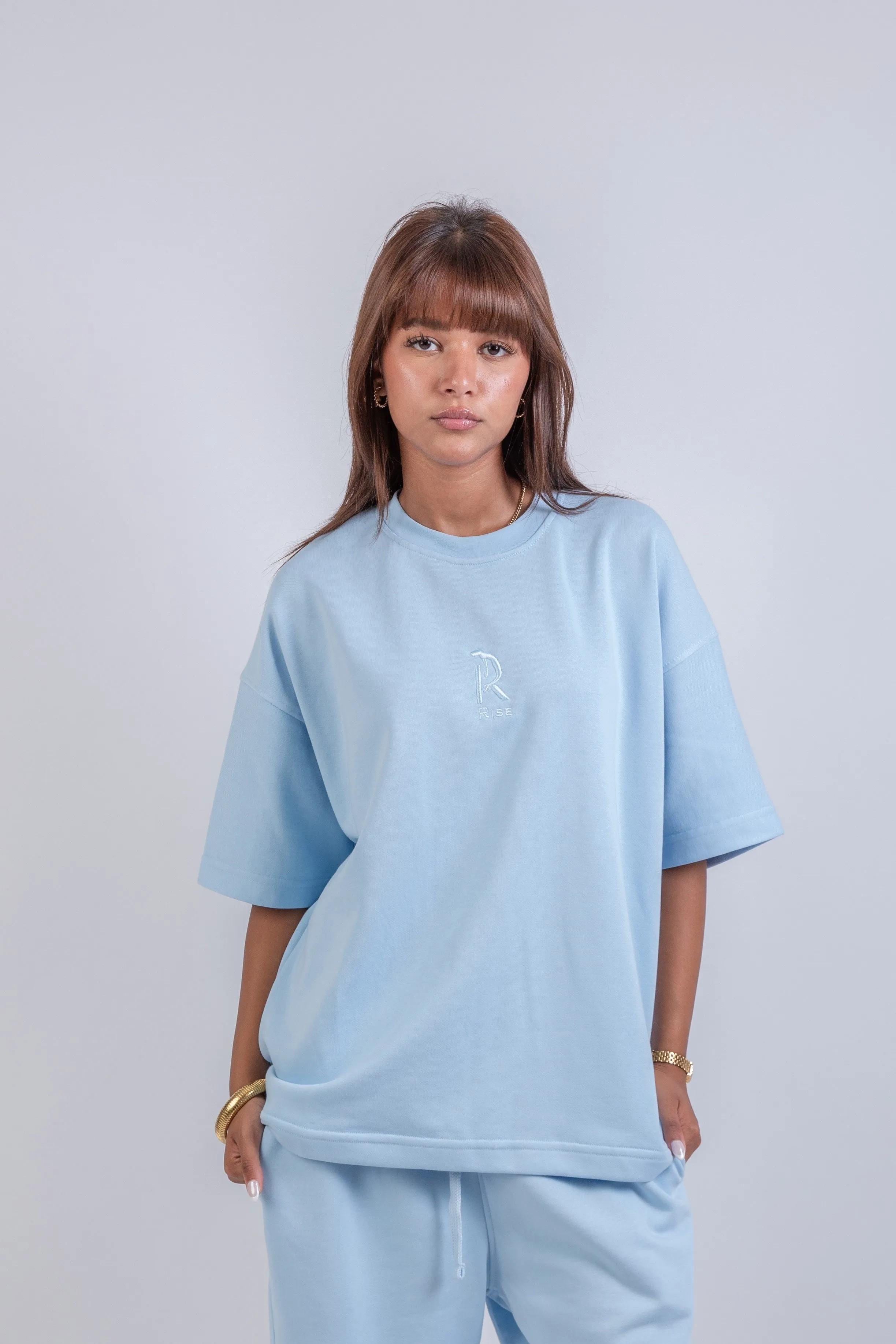 Droopy Pants & Chill Sleeve T-shirt Blue Set