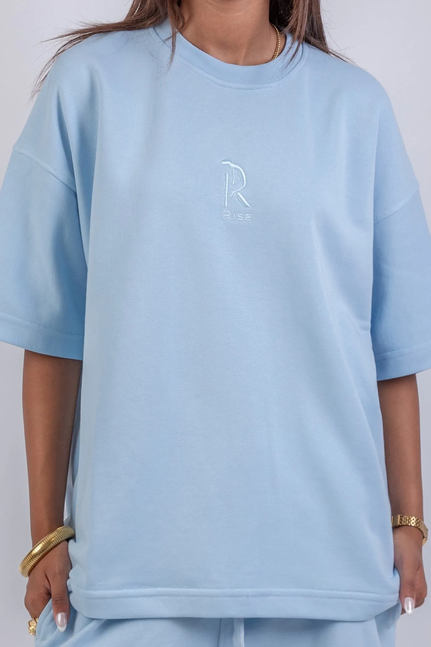 Droopy Pants & Chill Sleeve T-shirt Blue Set