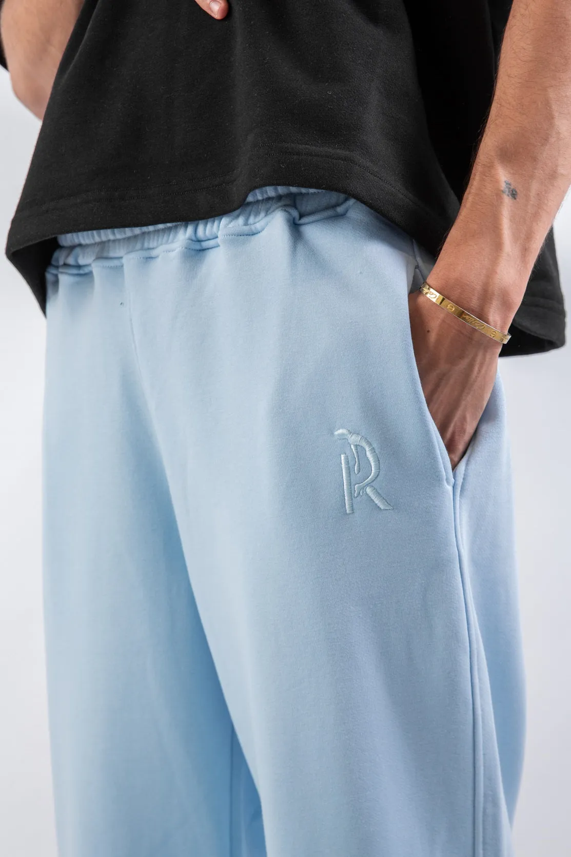 Droopy Pants & Chill Sleeve T-shirt Blue Set