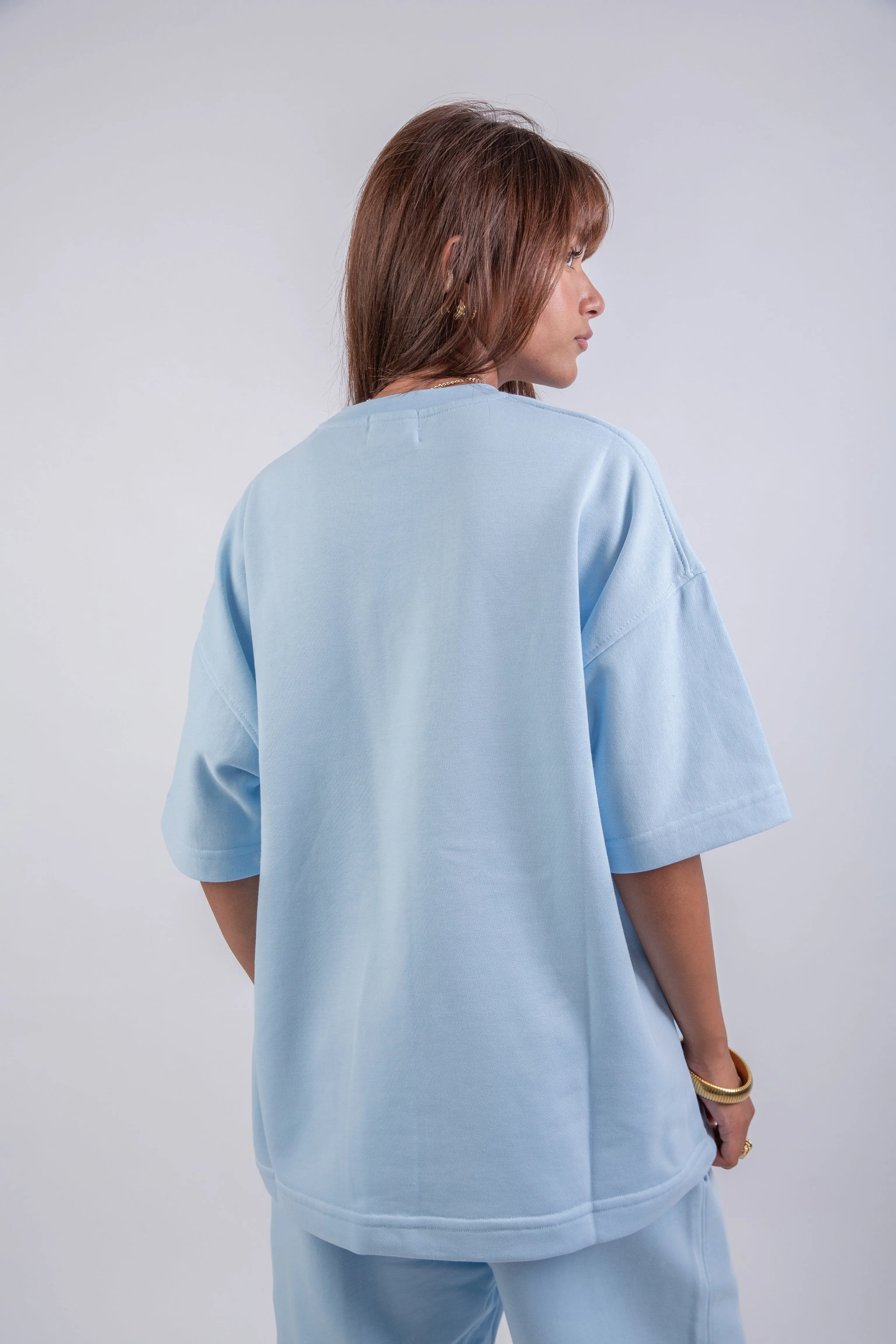 Droopy Pants & Chill Sleeve T-shirt Blue Set