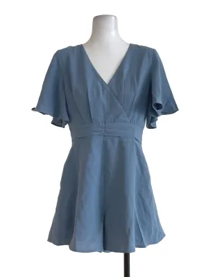 Dusty Blue Short Sleeves Romper TTR