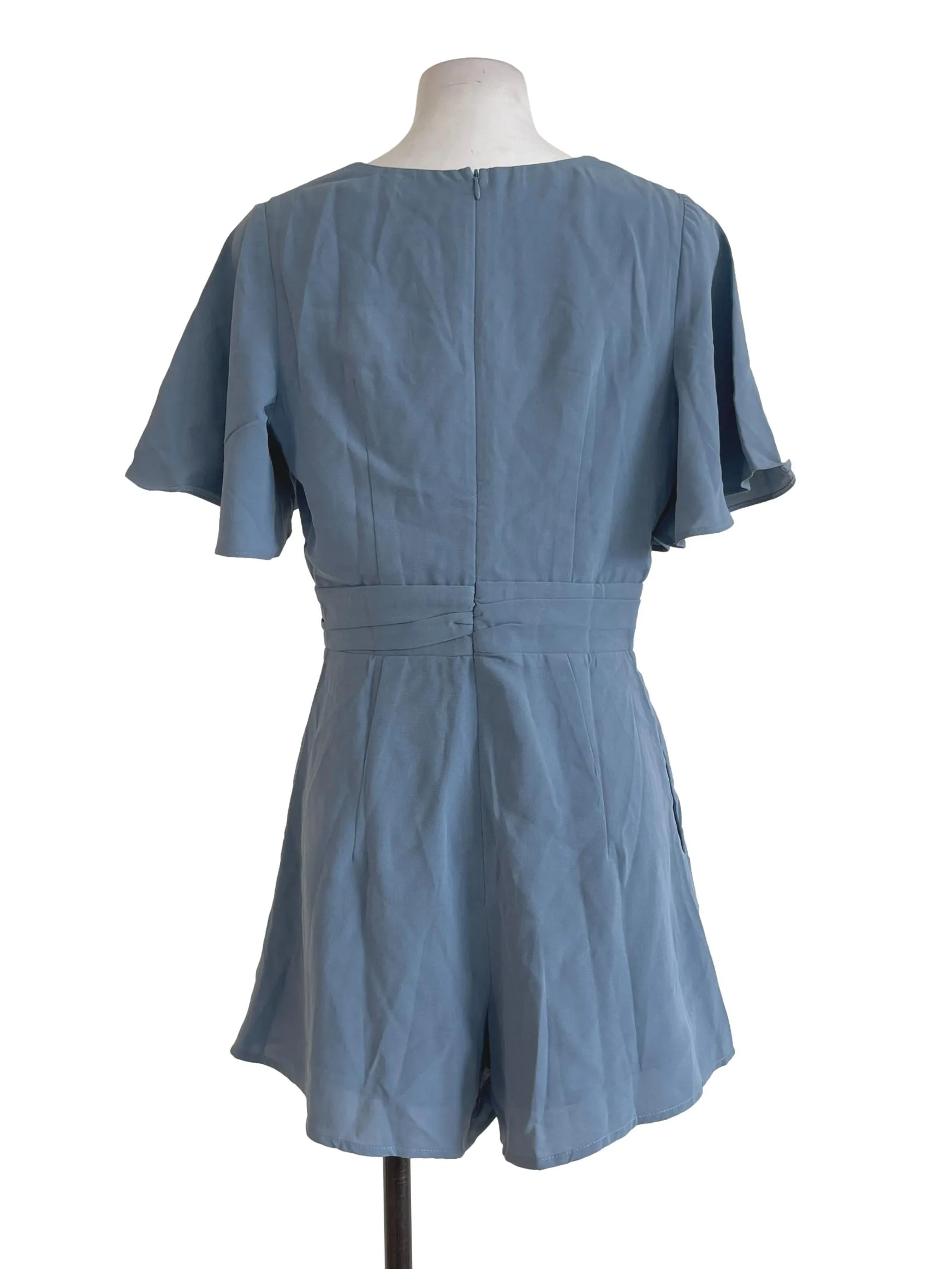 Dusty Blue Short Sleeves Romper TTR