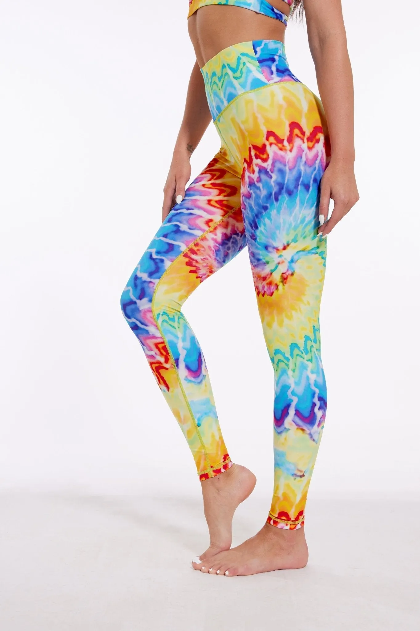 Electric Swirl High-Waist Leggings – Tie-Dye Inferno