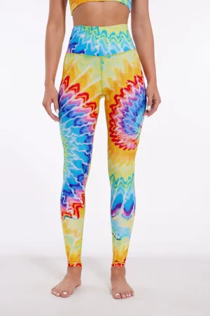 Electric Swirl High-Waist Leggings – Tie-Dye Inferno