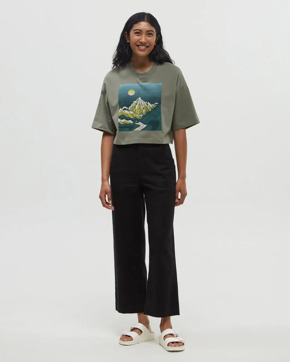 Emerald Edge Oversized Crop T-Shirt