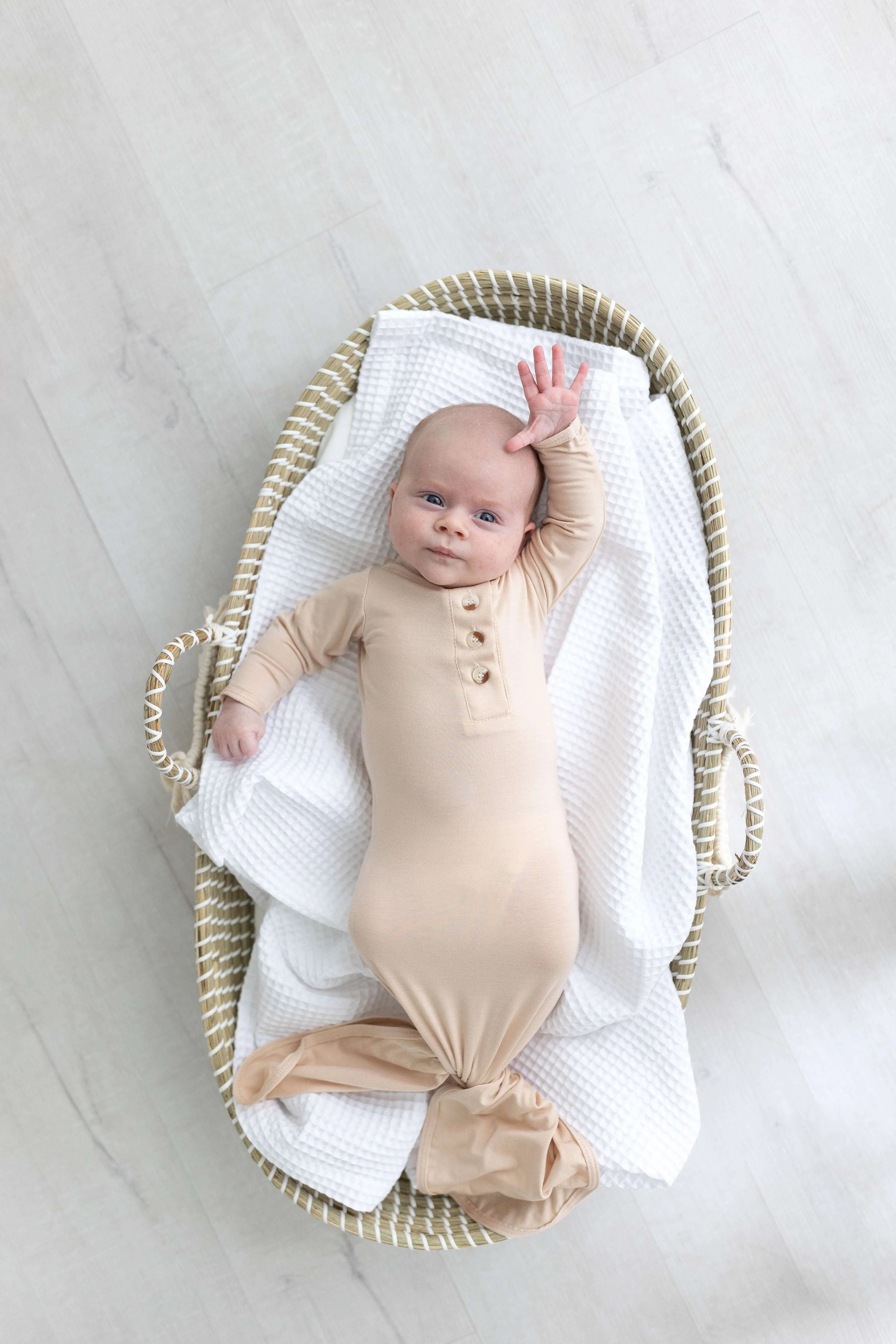 Emerson Knotted Baby Gown Set |Sand